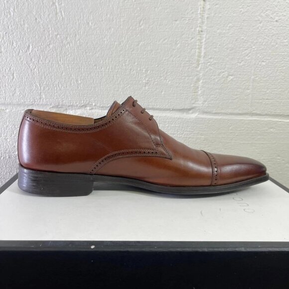Magnanni 13317 Cap Toe Brown Leather Oxford Dress Shoes Lace up Men's Size 8.5 M - Picture 2 of 13